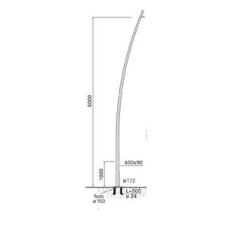 Curved conical pole with plate ø 172-70 mm